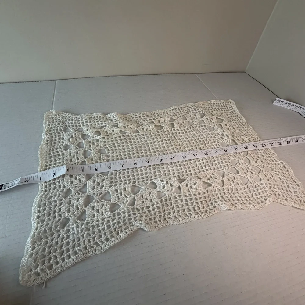 Vintage Victorian White Ivory Cottagecore Crochet Doily Rectangle Decor 4 PC Set